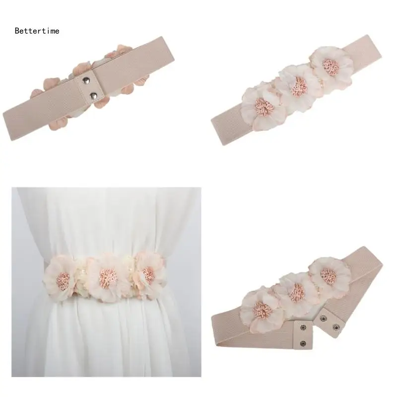 

B36D Women Corset Waist Belt SlimShaping Girdle AllMatching Elastic Flower Corset Girl Party Dress Corset Belt Waist Decors