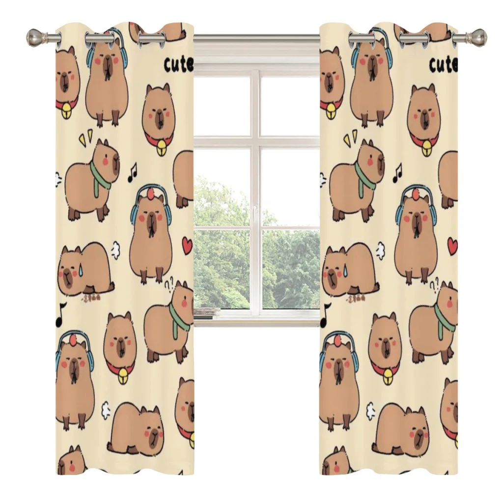 Capybara 2 PC Blackout Windows Curtain  for Living Room Bedroom Bathroom Curtains 2