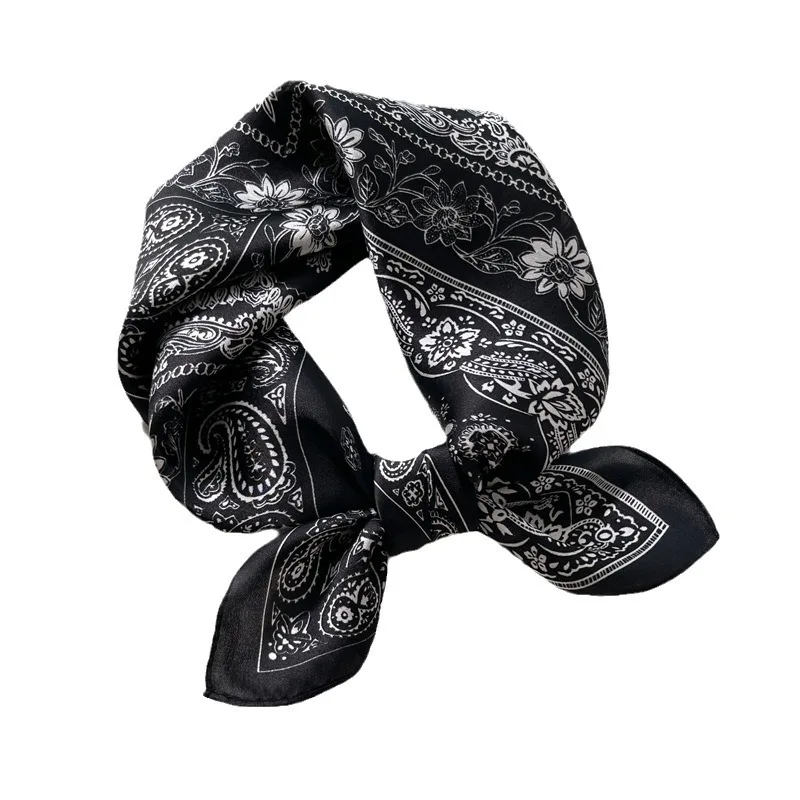 100% Pure Silk Square Scarf Women Dot Print Neckerchief Bandana