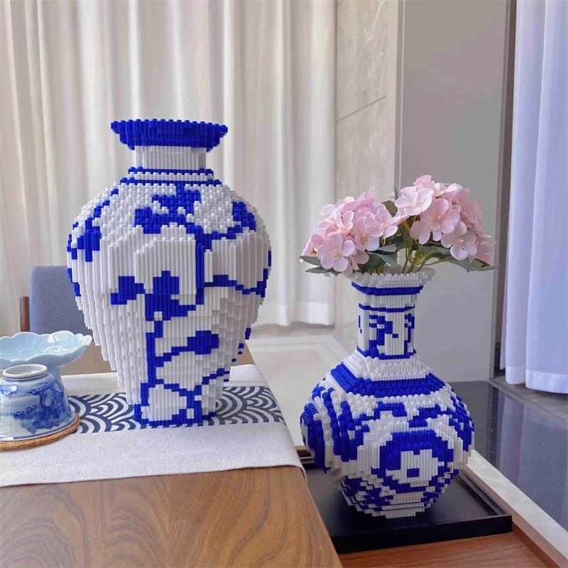 Why the Simulation Blue and White Porcelain Vase Potted Plant Building ...