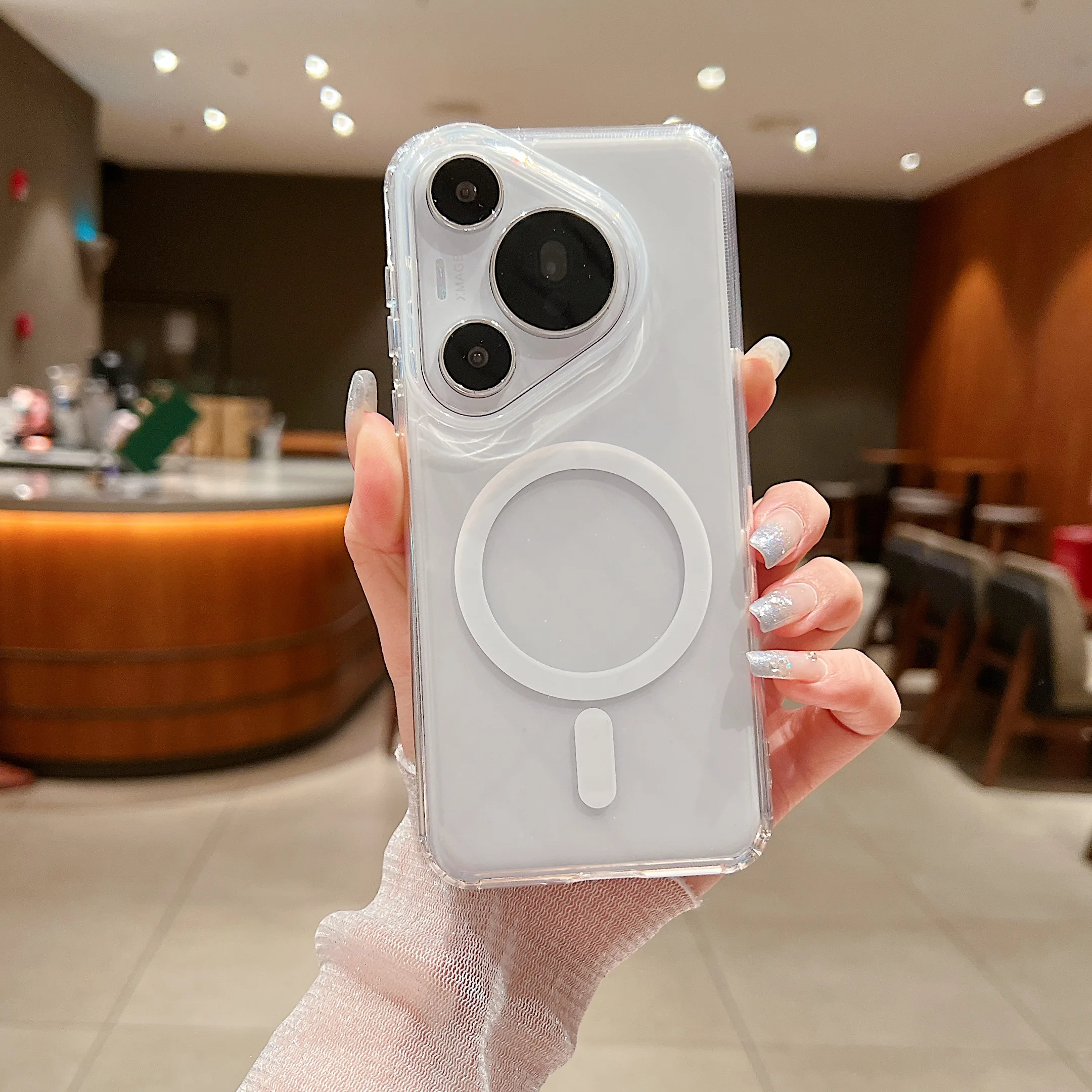 Ultra-Thin Transparent Acrylic Magnetic Shockproof Case with Airbags