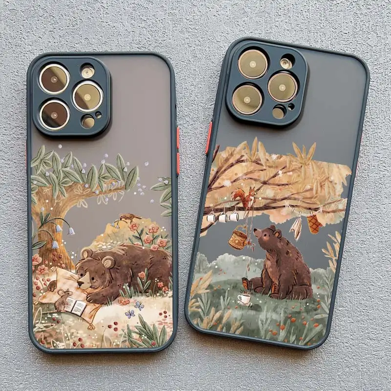 Cartoon Tier Freizeit Telefon Fall Für iPhone XR XS X 17 16 11 12 13 14 15 Pro Max mini 16 15 14 Plus Stoßfest Matte Abdeckung
