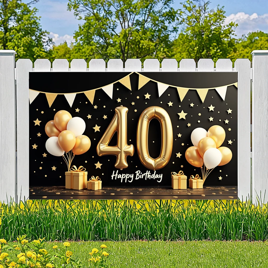 Geburtstag Banner Ballon Dekoration 40. Geburtstag Feier Banner Gold Thema Foto Requisite für Urlaub Feier Geburtstag – Detail 4