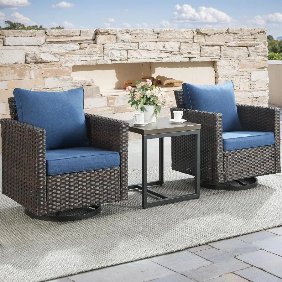 Rilyson Outdoor Patio Swivel Rocker Chairs 3 Piece Wicker Patio ...