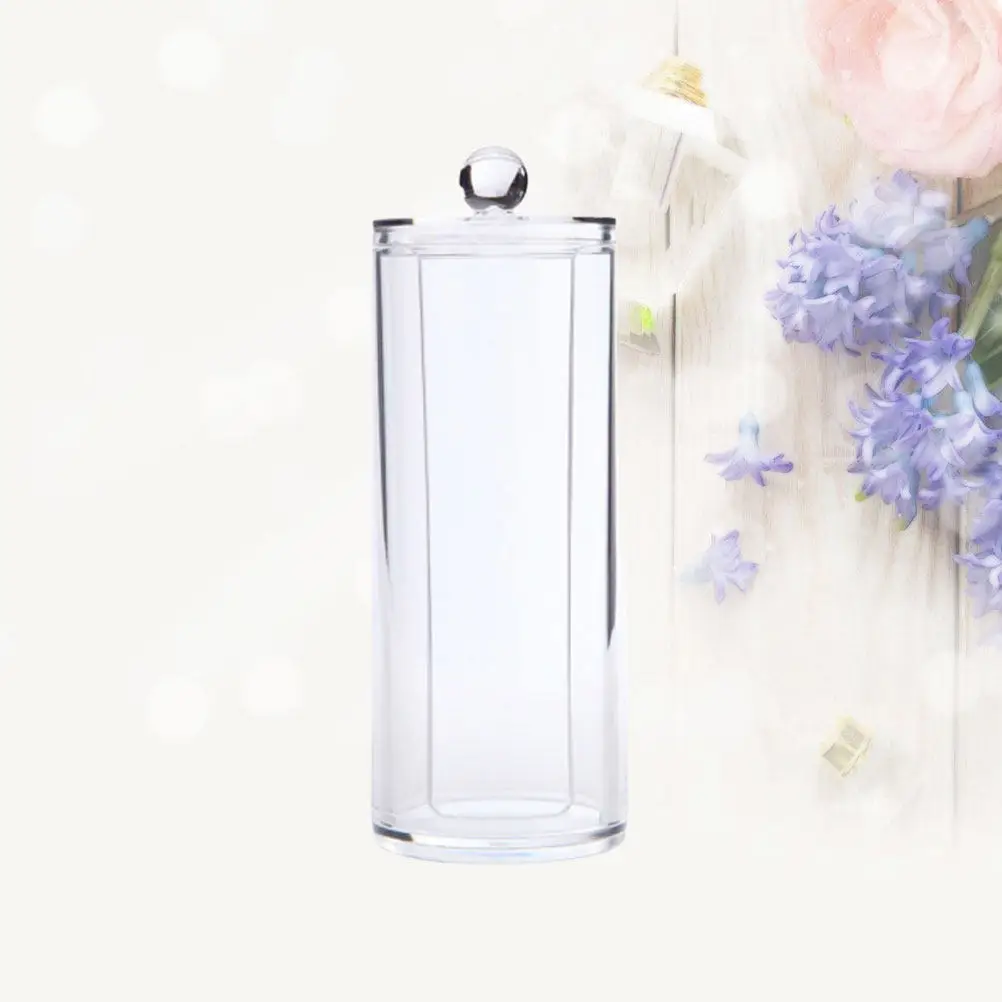 메이크업 코튼 보관 상자 투명 7x7x19cm 프리미엄 화장품 정리함 코튼 패드 면봉 홀더 뚜껑이 있는 컨테이너 홈