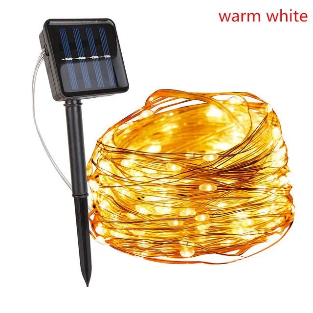 thumbnail image 1 of Guirnalda de luces LED solares para exteriores, 20 m, 10 m y 5 m, decoración navideña para el hogar, calle, cortina de luces, 1 of 5