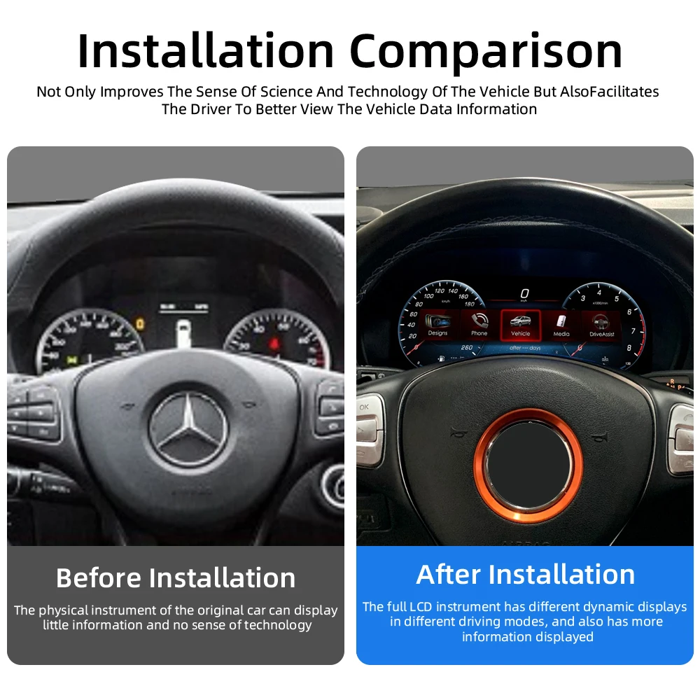 Digital Cluster Dashboard For Mercedes-Benz Vito 2024 Dashboard speedometer 12.3
