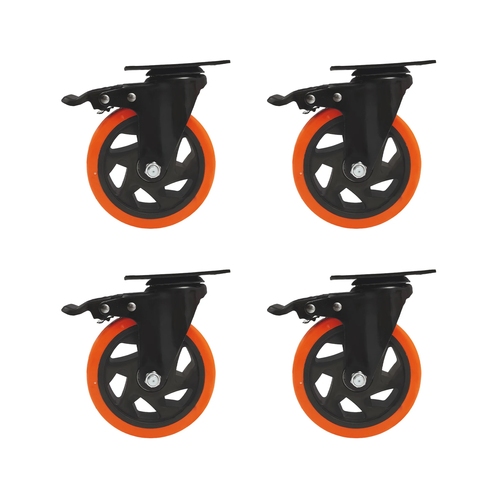 Robuste Industrierollen, 4er-Pack – 5-Zoll-Rollen mit Bremsen, Industrierollensatz Schwerlas Trollen 100 kg/je – Detail 9