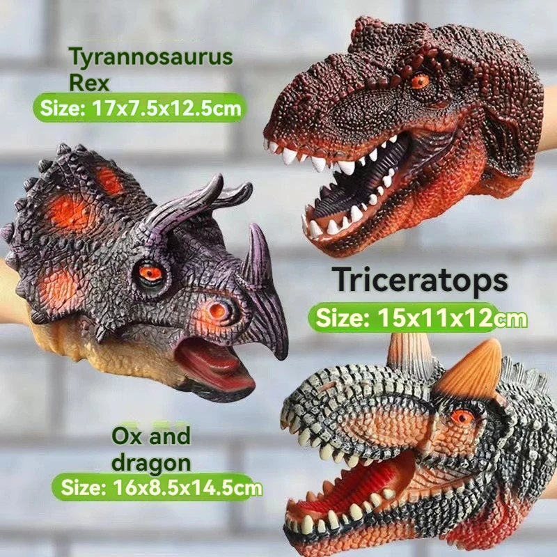 Dinosaur Hand Puppet Gloves Soft Glue Triceratops Tyrannosaurus Rex Children Simulation Animal Model Fighting Pet Toy 1
