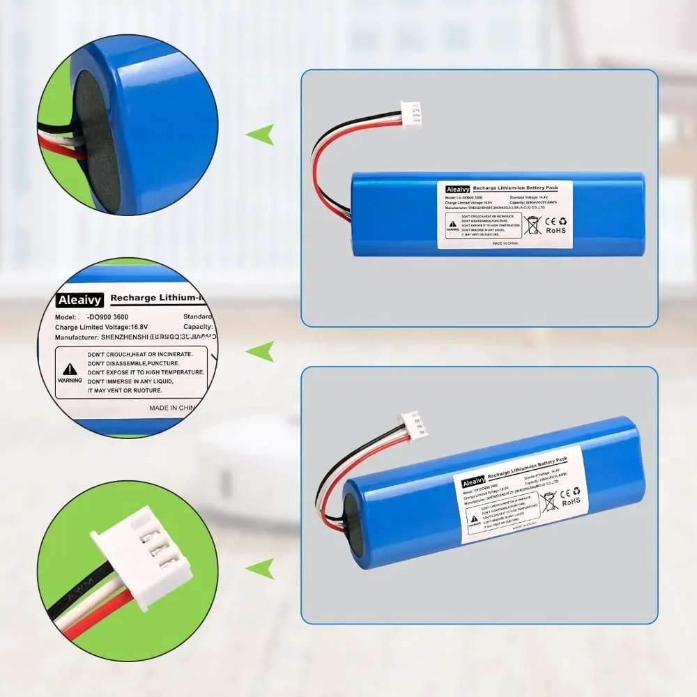 6800mAh Replacement Battery for Ecovacs Deebot Ozmo 900 901 905 920 930 937 N8 Pro 14.4V Li - ION Robot Vacuum Cleaner Battery 4