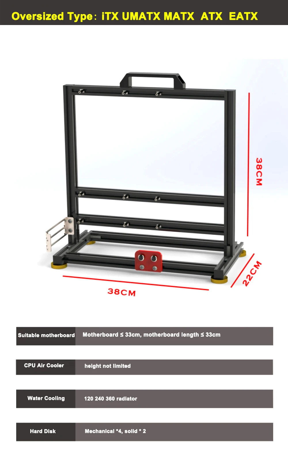 Frame Rack,Water Cooler, Computer Gaming Chassis, DIY,