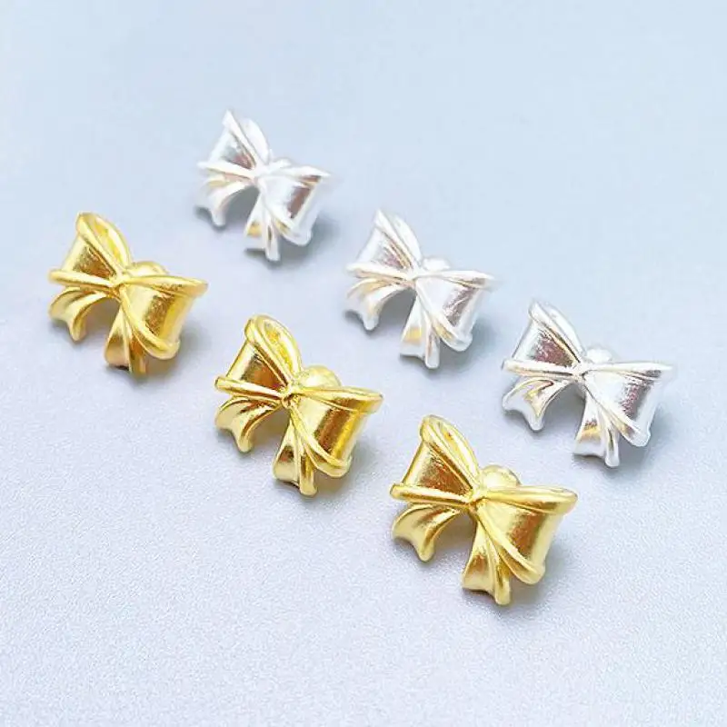 

Бусины-банты из серебра S925 пробы для изготовления ювелирных изделий «сделай сам», ожерелье, серьги, браслет, подвеска, золотистые аксессуары