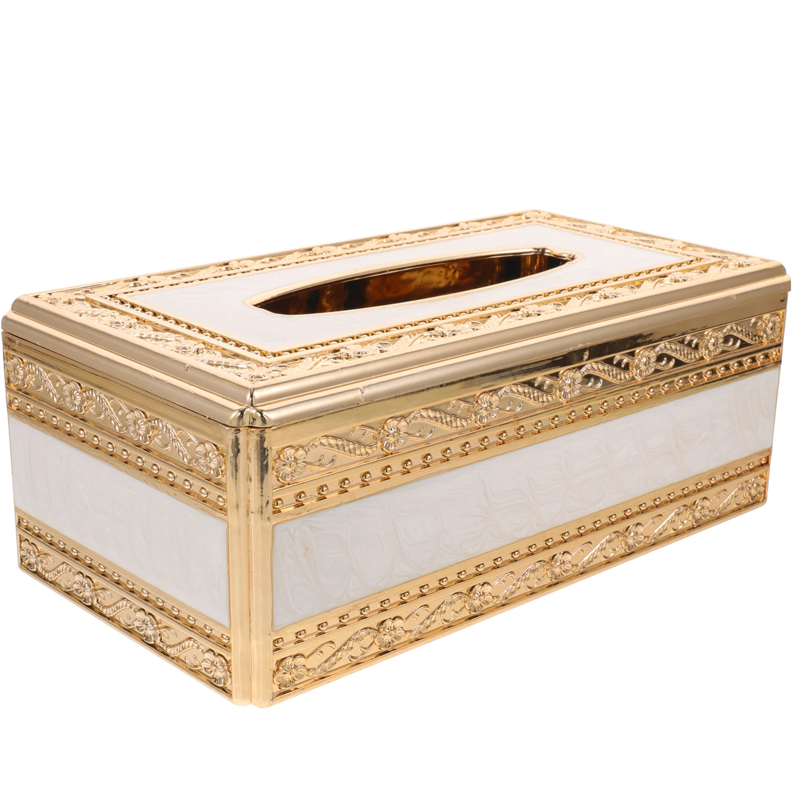 

Inlaid Gold Jade Tissue Box Case Paper Towels Acrylic Holder Tabletop Decor Restaurant Napkin Organizer for KTV Work Desk
