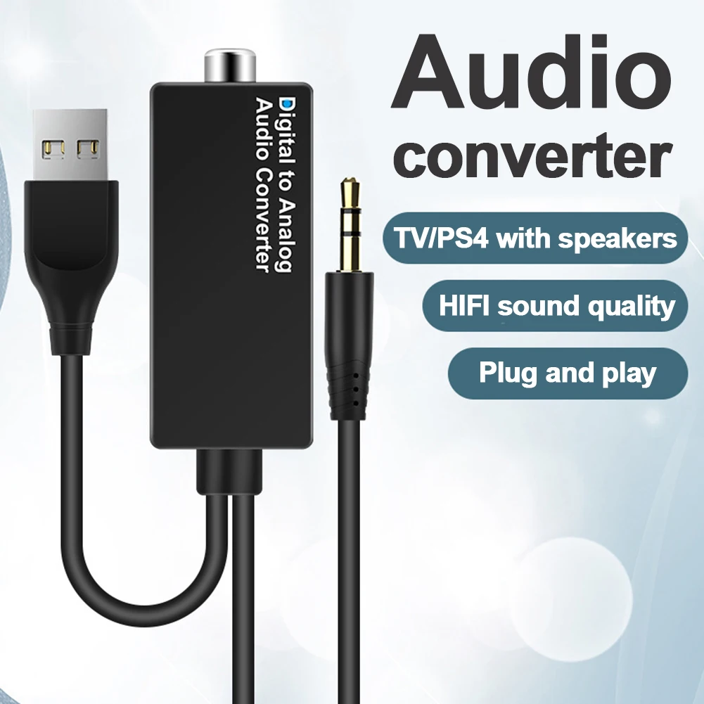 Audio Stereo Converter DAC Digital to Optical Fiber/Coaxial Analog 3.5mm USB Decoder Adapter for TV Set-top Box for Xbox/PS4