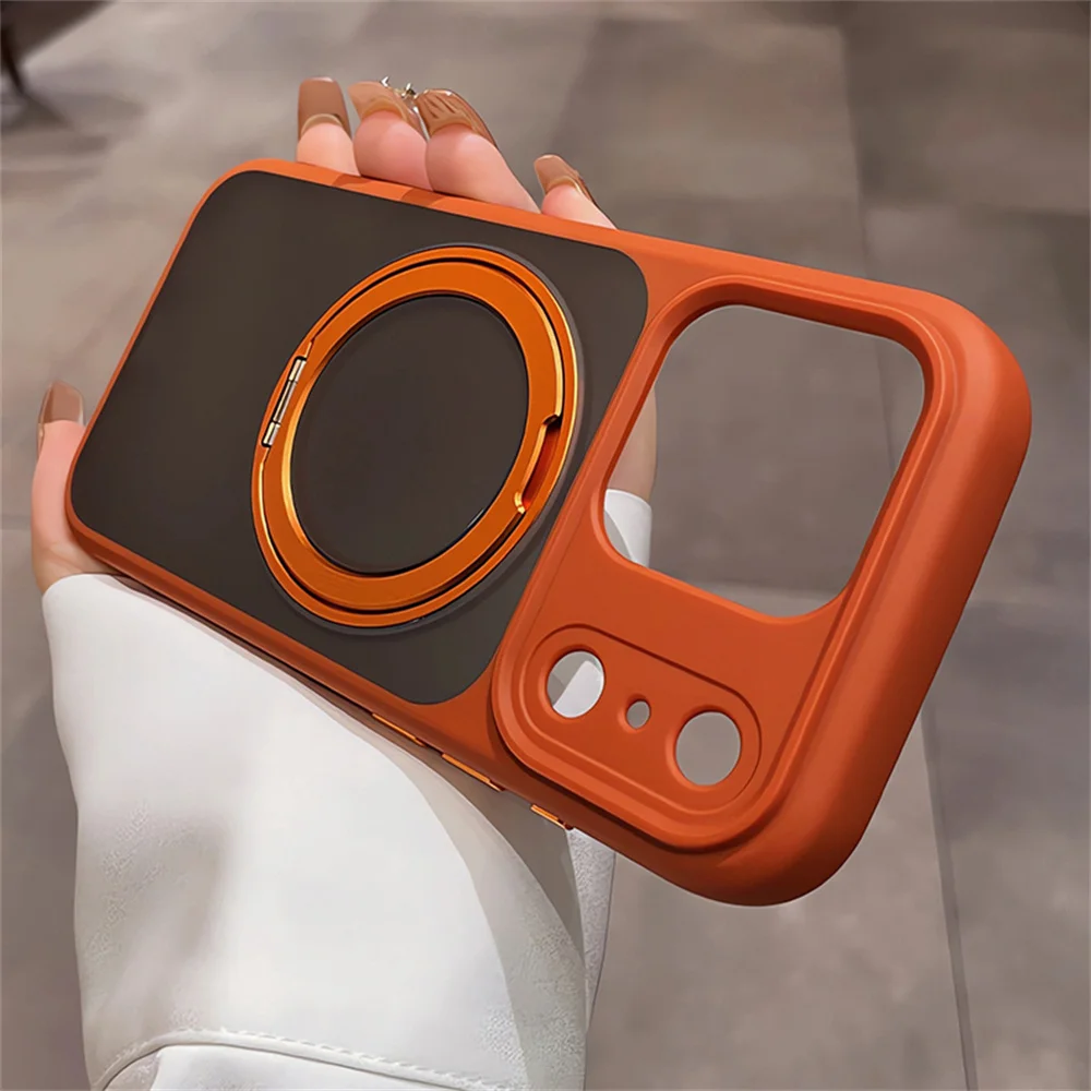 Luxury Magnetic Aluminum Alloy Stand Phone Case with 360° Rotating Folding Bracket Protective Cover