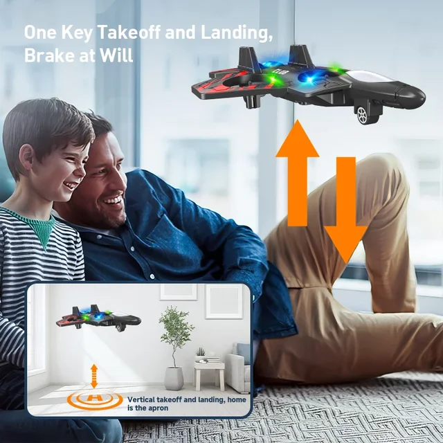 CZ01 2.4G 4CH RC EPP Foam Fighter Plane - 360 Degrees Stunt Tumbling, One-Key Takeoff, LED Lights - Best Kids Toy Gift 4