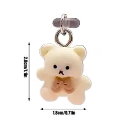 Adorable Cartoon Bear Type C Port Protector and Dust Plug Charm (White)