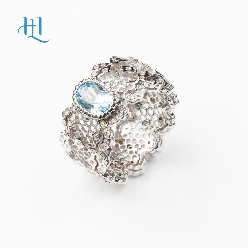 

Natural sky blue topaz gemstone S925 Sterling Silver Vintage rings Elegant Fine Jewelry Design Girl's Anniversary best gift