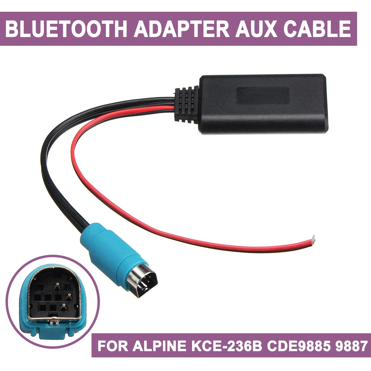Auto Per Alpine Kce-236B Cde9885 9887 Adattatore Di Connessione Wireless Bluetooth Per Cavo Audio Stereo Aux In Music