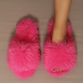 Women's Indoor Slippers 2024 Autumn and Winter New Plush Home Lazy Slippers Anti slip Durable Fashion Warm Sandals Slippers 1