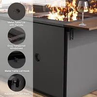 64" Gas Fire Pit Table for Outside Patio, 55,000 BTU Propane Firepit with Expandable Tabletop & Wind Guard 2