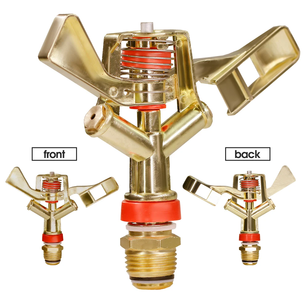 1/2 3/4'' Male Thread Metal Pulsating Sprinkler garden sprinkler irrigation sprinklers garden irrigation nozzle drip irrigation sprinklers 360&deg; Rocker Arm Water Spray Nozzle For Greenhouse Garden Irrigation