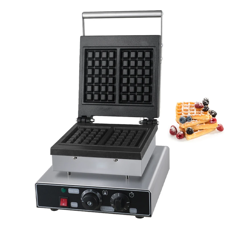 

220V Commercial Square Waffle Maker Electric Belgian Waffle Baker Non Stick Waffle Making Machine Muffin Machine