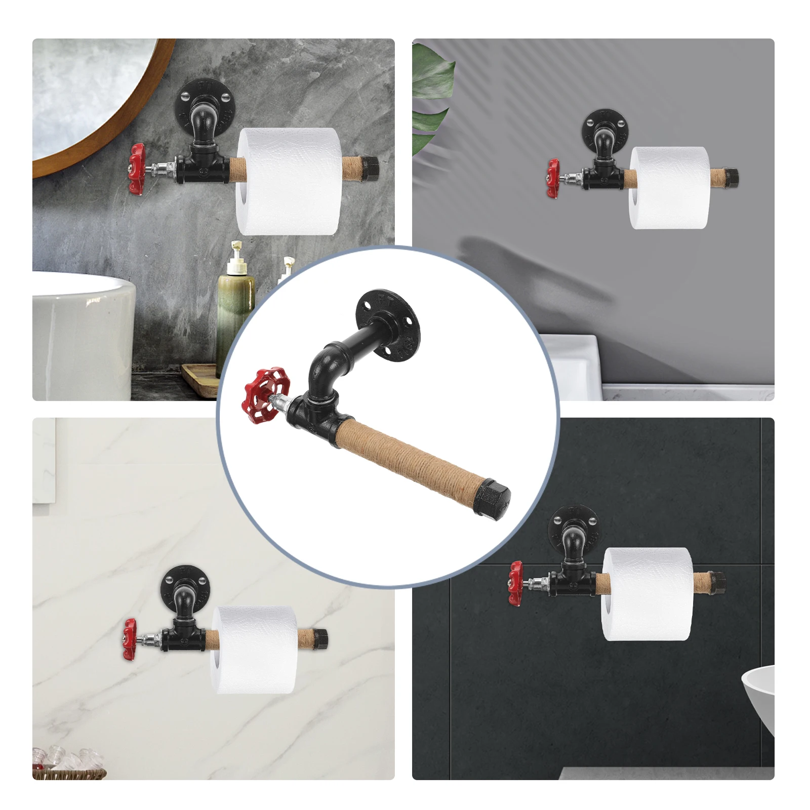 Wall Mount Paper Towel Holder Retro DIY Industrial Style Kitchen Towel Dispenser Hanger Bathroom Toilet Paper Wall Stand