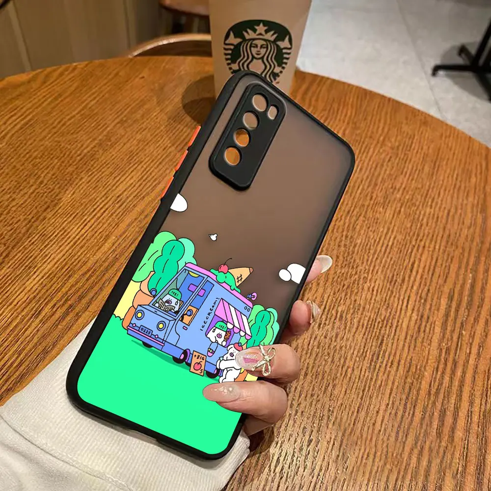 thumbnail image 1 of Matte Case for Huawei NOVA Y70 10 9 8SE 8 7SE 7I 7 6 5I 5 4 3I 4G 5G Case Funda Coque Capa Shell Cover White Pig Rabbit Cartoon, 1 of 5