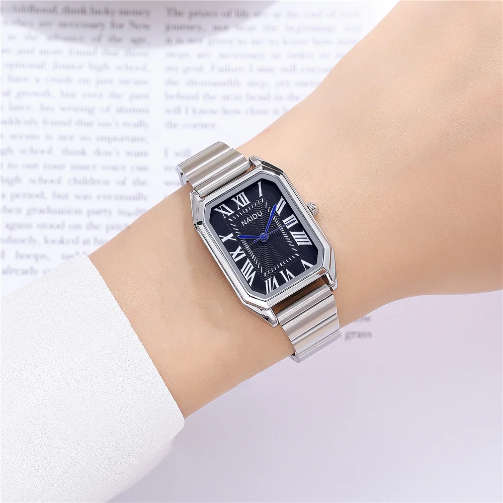 trendy elegant women steel dress watch rectangle dial quartz wristwatch 4