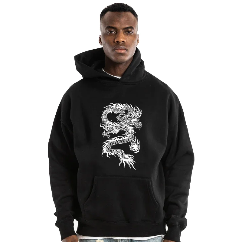 

Spring Autumn Mens Dragon Print Hoodie Sweathshirts Fashion Women Hooded Pullover Long Sleeve Couple Hoodies Streetwear