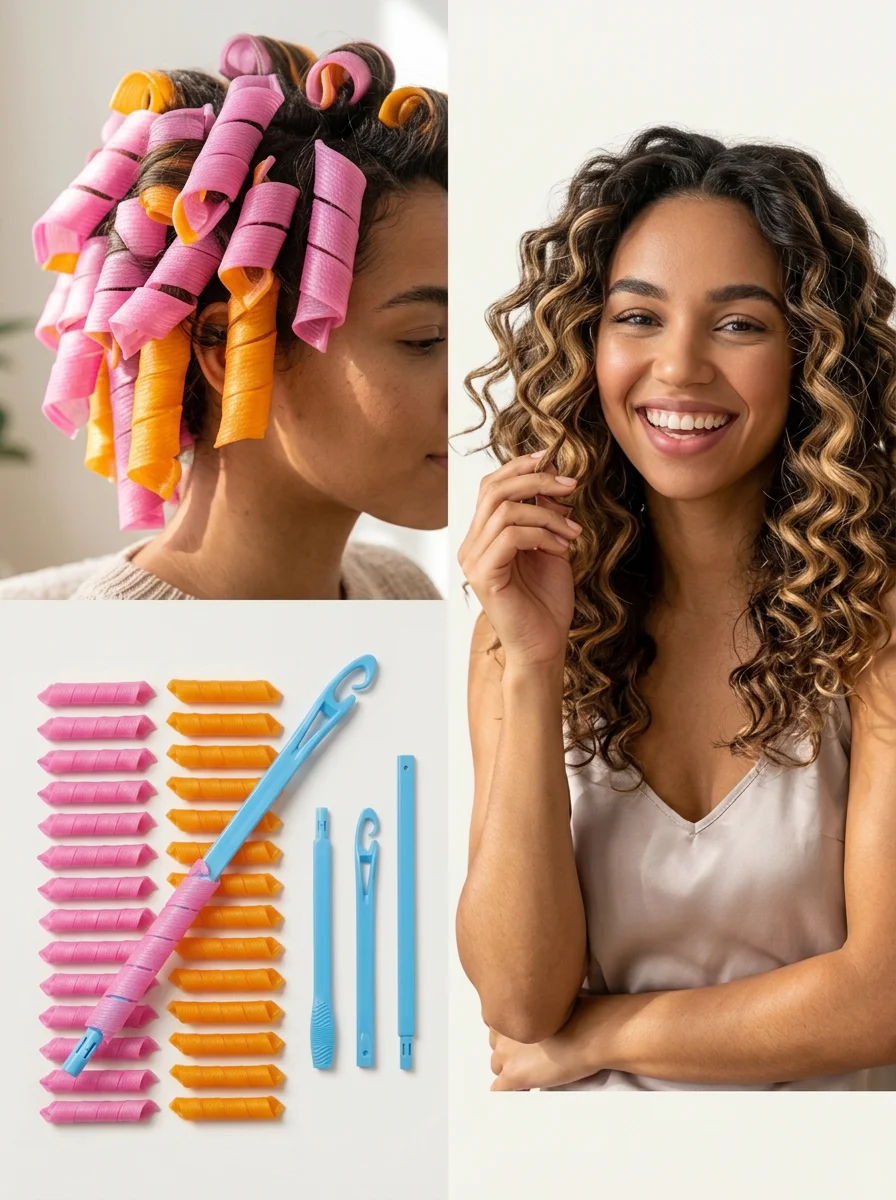 Heatless Spiral Hair Rollers Set for Effortless Overnight Curls