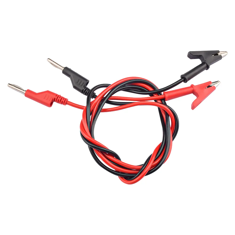 Dual Ended Crocodile Alligator Clips Test Connection Cable 8-12A Wire Cable with Insulation Clips 4mm Banana Plug 1m Test Leads multimeter test leads kits