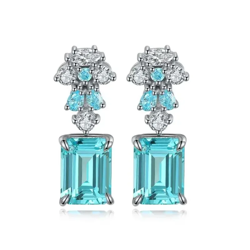 

Pirmiana 2023 Hot Sale 2.58ct Emerala Cut Lab Grown Paraiba Sapphire Earrings S925 Silver Jewelry Engagement Women