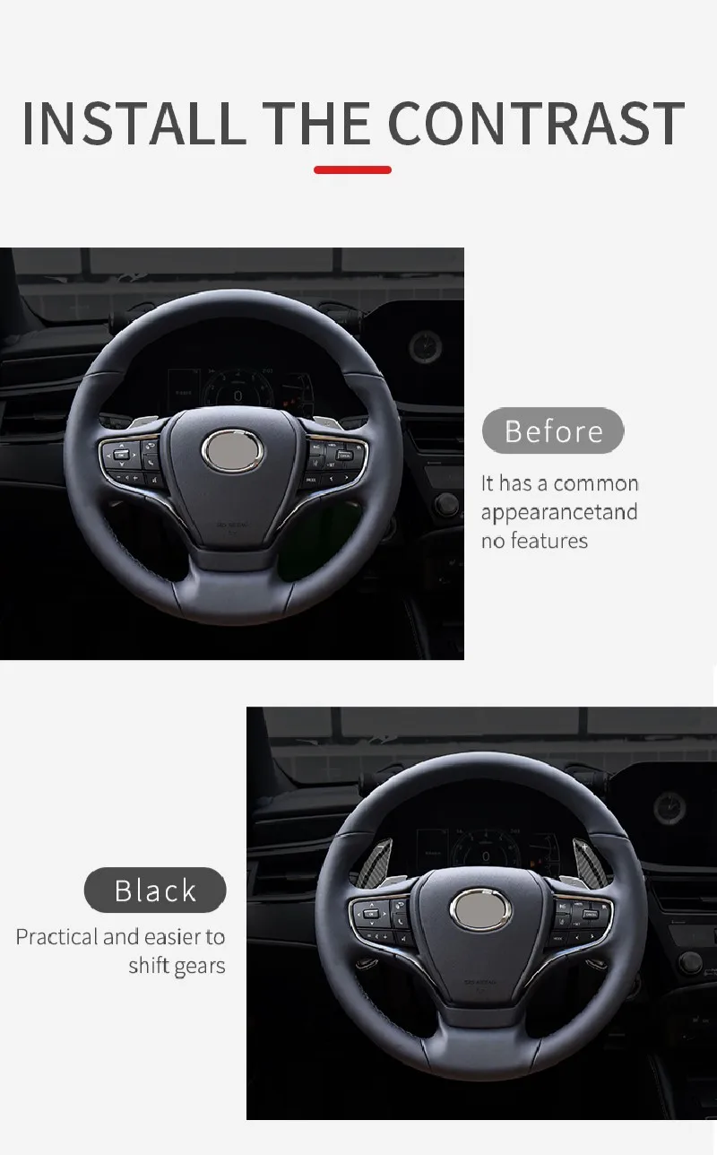 T-carbon Steering Wheel Extension Shift Paddle Shifter For Lexus ES IS UX Carbon Fiber Paddle Shift