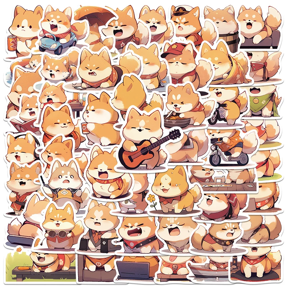 52pcs Cute Shiba Dogs Stickers Cartoon Animals Graffiti Decals For Kids Laptop Luggage Scrapbook Stickers Children Toys Gifts
