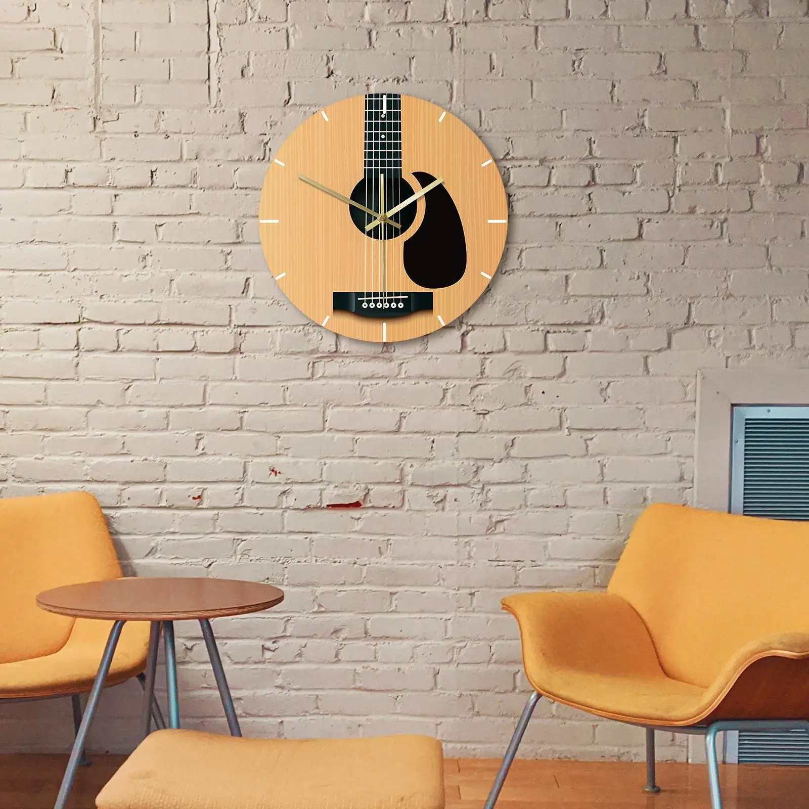 30cm Guitar Wall Clock Music Hanging Instrument Wall Art Home Decor No Ticking for Bedroom Living Room Gift