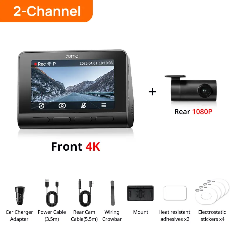 70mai Dash Cam 4K A810S HDR IMX678 Supercapacitor 4G LTE Remote Control Wi-Fi 6 Voice Control GPS ADAS Car Camera 70mai A810S - Image 9
