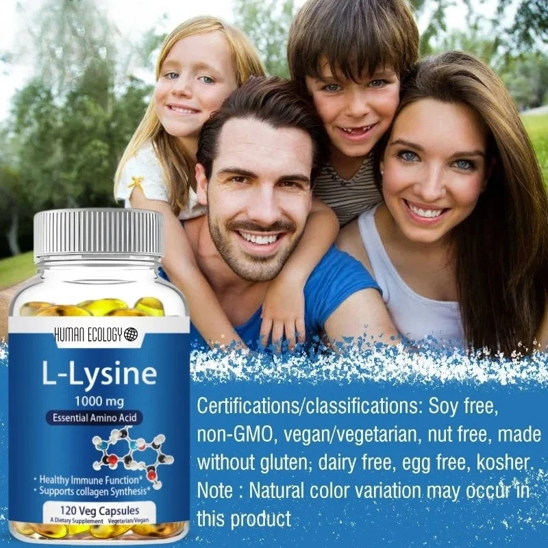 L-lysine 1000mg 120 Tablets Enhances Absorption And Assimilation Promotes Skin And Lip Integrity Collagen Support