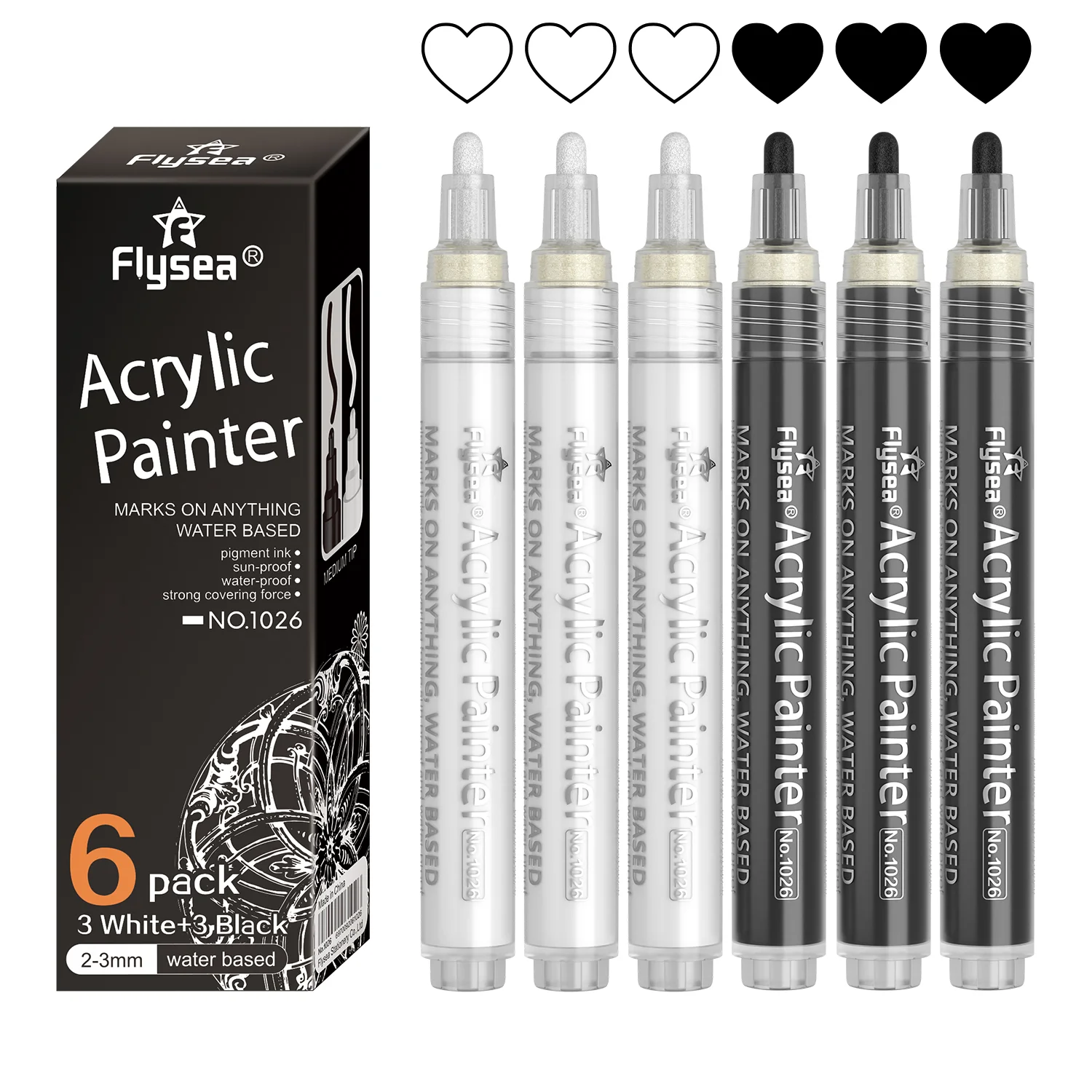 Schwarz-Weiß-Gold-Silber-Acryl-Farbstifte, Acryl-Farbmarker, 0,7 mm extra fein, 3 mm mittlere Spitze, wasserfeste Farbstifte – Detail 3
