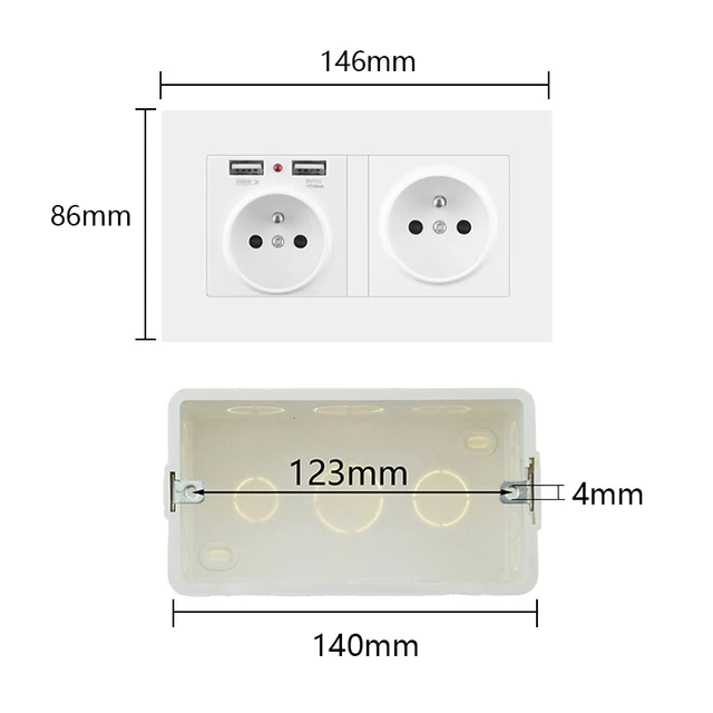  iFCOW Enchufe de pared multifuncional de 220 V con doble puerto  USB de 5 V 2.4 A1 toma de corriente eléctrica de pared USB toma de pared  enchufe de pared USB