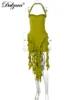Dulzura Sleeveless Halter Ruffles Patchwork Mini Dress Women’S Solid Sexy Outfit Prom Party Clubwear Autumn Winter Clothes 6