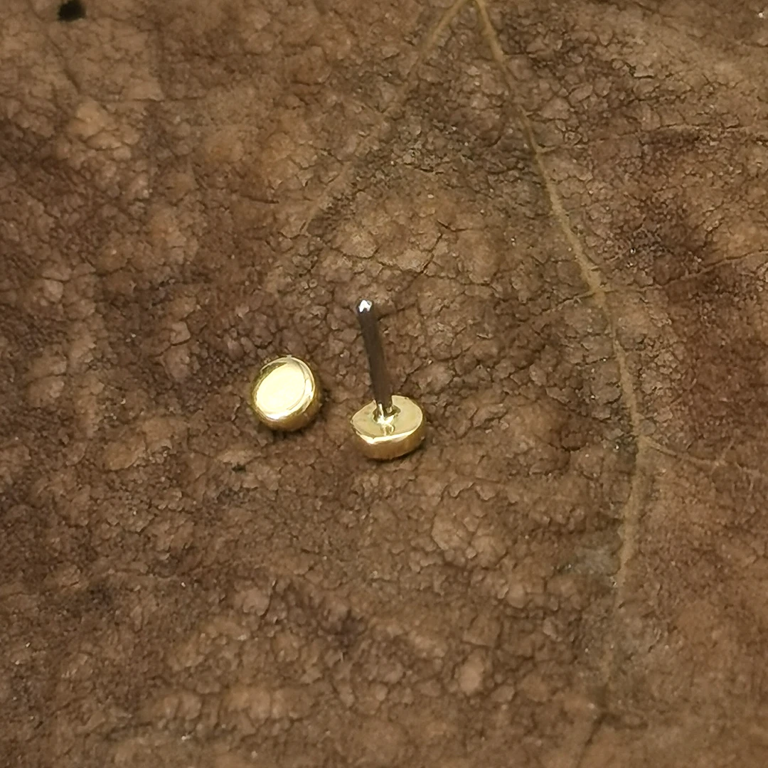 Calendo 14K Karat Fine Solid Gold Threadless Push-in Flat Round Disc Piercing Tops
