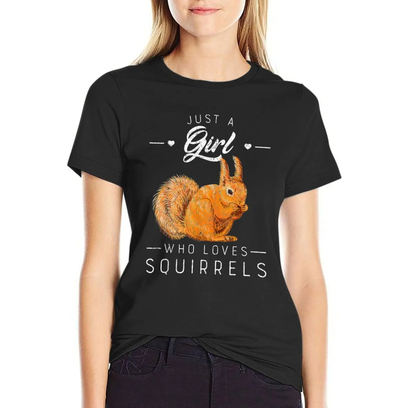 

Just A Girl Who Loves Squirrel T-Shirt blacks Short sleeve tee blanks lady clothes spring clothes Women 2024
