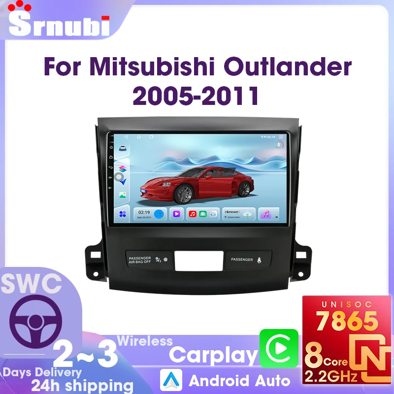 Pantalla Táctil QLED, Radio para Auto, Reproductor Multimedia Android Auto, Navegación GPS para Mitsubishi Outlander 2005-2011, Carplay Inalámbrico, Unidad Principal 2 Din UIS7865, 4G WIFI 5GHz, DSP Audio, Bluetooth 5.4, FM AM 1