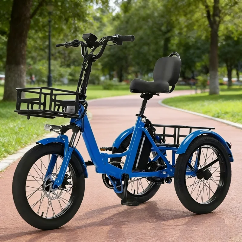 Vélo électrique pliable léger à 3 roues 350W 48V avec panier