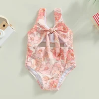 0-3Y Baby Girls Kids Swimwear Sleeveless Shell Print Cut Out Bikini Kids Beachwear Child Bathing Suits Swimsuits Clothes 4