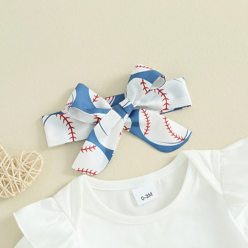 

Newborn Baby Girl Baseball Outfits Little Sister Print Short Sleeve Shirt Romper Baseball Shorts Set Summer Clothes