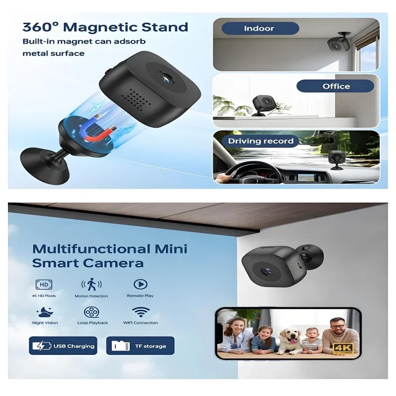 4K Mini Camera WiFi Remote Monitoring Mobile Detection Camcorder Portable night vision Surveillance Security Camera