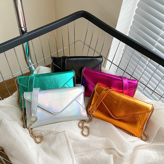 Candy Colors Crossbody Bags for Women 2022 New Party Fashion Small Tote Bag Chain Leather Laser Envelope Shoulder Bag Ladies 6